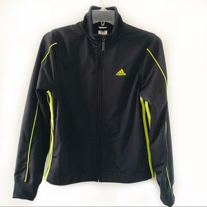 adidas Black Zip Up Track Jacket Lime 3 Stripes S